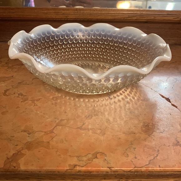 Vintage Anchor Hocking Moonstone Clear Opalescent Hobnail Glassware 5 Serving pc - Picture 3 of 8